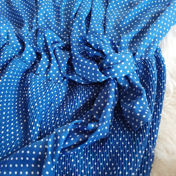 Zara Women's Blue White Dots Short Sleeves Bow Belted Jumpsuit Size: M - Picture 8 of 10